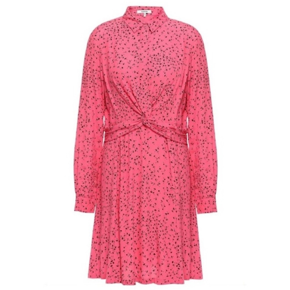 Ganni Barra Twist Front Long Sleeve Dress